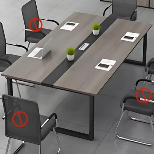 JIAOCKJIAO Besprechungstisch für 6 Personen, Moderner Konferenztisch mit Starkem Metallrahmen, Computertisch mit Verdickter Schreibtischplatte, Bürotisch für Bürokonferenz, Besprechungsraum(Gray,160x8