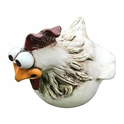 Generisch Hühnerzaun Deko Garten, Huhn Zaunhocker Figuren Huhn Wetterfest, Hühner Deko Garten Statuen Outdoor Dekoration, Hinterhof Rasen Pfähle für Draußen, Harz Statue für Bauernhof, Balkon Dekos