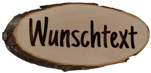 Personalisierte Baumscheibe mit Gravur - Schild personalisiert aus Holz selbst gestalten Holzschilder (24-26cm)