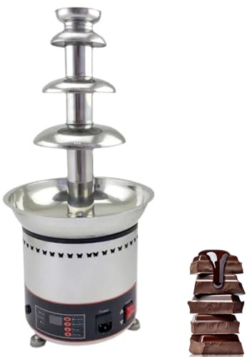 guoyjmm Fontana di Cioccolato Commerciale, Fusione di Formaggio Elettrica in Acciaio Inox, Torre per Fonduta di Cioccolata Calda, per Burro, Formaggio, Salsa Barbecue, Liquore,4Tier