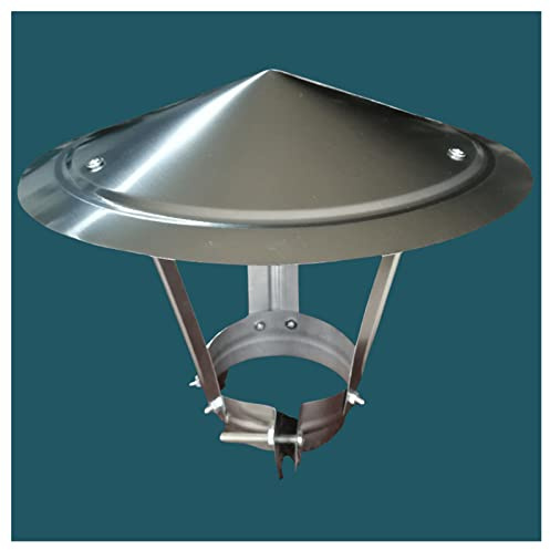Comignolo Conico in Acciaio Inox con Cappello Rotondo in Metallo Antipioggia e antineve, 26,7 cm x 45,7 cm, Copertura di sfiato per Tubi di Scarico, Resistente comignolo.