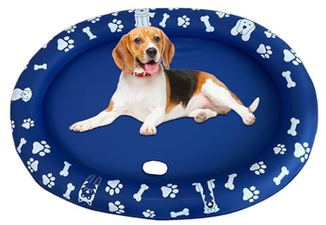 Bañera para perros – Flotador hinchable para mascotas, balsa plegable antiarañazos, superficie antideslizante, diseño portátil duradero | Flotador para piscina para perros para entrenamiento