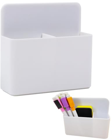 GNALIA Magnetischer Stiftehalter 1 Stück Weiß 12,5X12X4Cm, Stifthalter Für Whiteboard Und Kühlschrank, Praktische Ablage Für Magnetische Oberflächen
