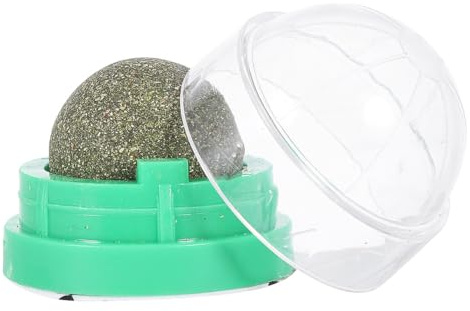 TOGEVAL 2PCS Rotatable Catnip Mint Ball Pack for Cats Multifunctional Edible Cat Snacks and Chew Digestive Aid Supplementing Vitamin C Interactive Self-adhesive Dental Cleaning Treats Safe
