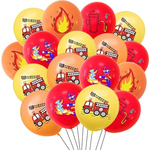 Feuerwehr Luftballon,Ballon Feuerwehrauto,40 Stück 12 Zoll Latex Ballons Rot Gelb Orange,Feuerwehrmann Kinder Deko für Party Geburtstag Festival Party