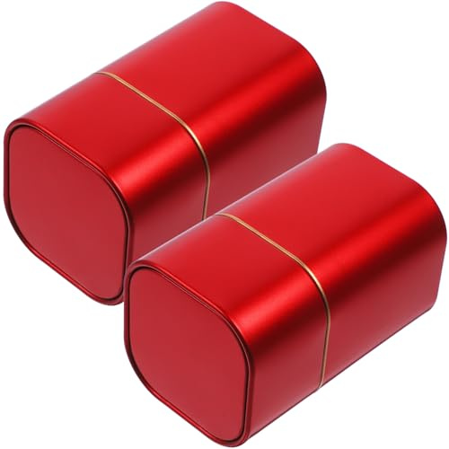 OSALADI Barattolo per tè e Contenitore Ermetico in Lamiera Stagnata Coperchio, Piccolo Contenitore di Metallo per Chicchi di caffè e Caramelle, Set da 2 Pezzi Adatto per Cucina e Casa