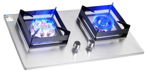 Cuisinière À Gaz D'intérieur - Gaziniere Gaz 2 Feux, Panneau En Acier Inoxydable, Support De Casserole En Fonte, Allumage Automatique, Pour Cuisine, Camping(NG)