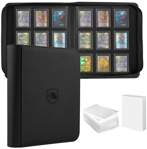 Top Loader Binder 9 Pocket, Holds 360 Toploaders, 108 Toploader INCLUDED | PU Cover Toploader Binder for 3 x 4 Rigid Toploaders, Ringless Side Loading Trading Card Binder for TCG, MTG, Sport Cards