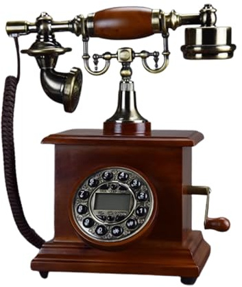 WDSOPK Teléfono retro con cable, teléfono fijo vintage para el hogar/oficina, teléfono clásico de madera antigua con botón, B, B (B)