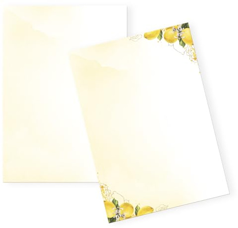 Logbuch-Verlag 25 ark brevpapper, citron DIN A4, båda sidor, motivpapper, 100 g i akvarellutseende, medelhavet skrivpapper för brev, inbjudningar och gratulationskort, för märkning och hantverk