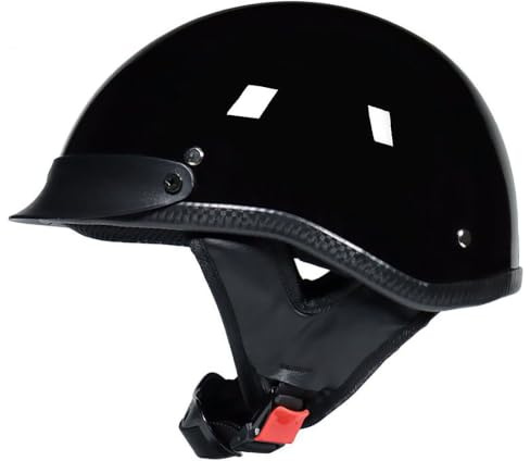 Casco Scodella Moto Vintage Omologato ECE, Casco Jet Aperto Leggero 850g ABS Interno Traspirante per Scooter Custom Cruiser Cafe Racer Uomo Donna(E,M=(57~58cm))