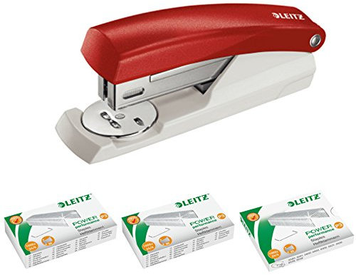 Leitz NeXXt Series Kleines Büroheftgerät 5501, 25 Blatt (rot mit 3000 Klammern)