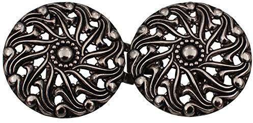 Hartmann-Knöpfe hübsche kleine silber Trachten Schliesse Schürzen Verschluss Dirndl Schnalle Metall 58mmx29mm (1 Stück)