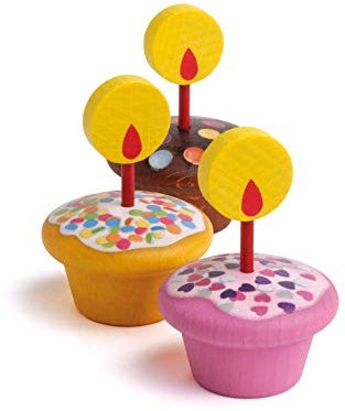 Erzi 13155 Geburtstagsmuffins aus Holz, Kaufladenartikel für Kinder, Rollenspiele