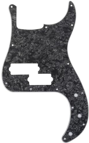 Musiclily Pro 5-Saiter 13 Löcher P Bass Pickguard PB-style Schlagbrett für Fender Mexican Precision Bass,4 lagig Black Pearl