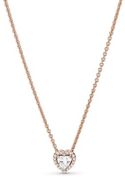 Pandora Timeless Women's 14k Rose Gold-Plated Sparkling Heart Collier Necklace, 45cm, No Box