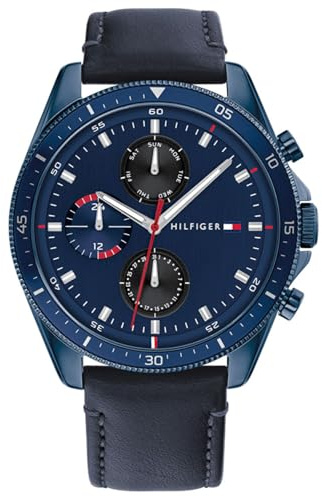 Tommy Hilfiger Reloj analógico multifunción de Cuarzo para Hombre con Correa de Acero Inoxidable y Cuero