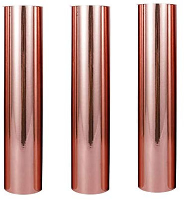 Yalulu 3 Rolls Rose Gold Holographic Craft Vinyl Adhesive Vinyl Sheet Gloss Metallic Craft Vinyl for Silhouette Tumblers Cameo Craft Cutter Cricut
