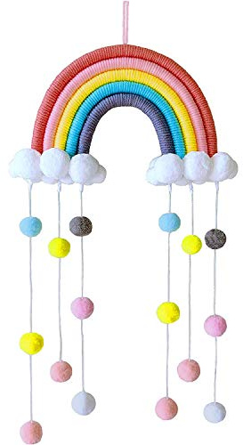 Shiwaki Arcobaleno Decorazione da Parete macramè Appeso, Tessuto macramè Decorativo per Camera, Carino Decorazione da Parete Adatto per Ornamenti Festival Regali (Rosa)