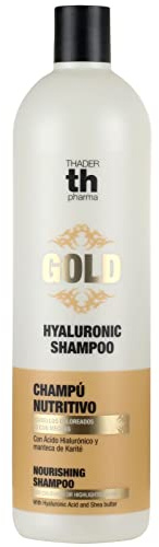Thader Th Pharma Champú Nutritivo con Ácido Hialurónico y Manteca de Karité Hyaluronic Gold para Cabellos Teñidos o con Mechas, 1000 ml