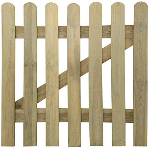 PaMeer 3 x 3Ft Wooden Garden Gate, Picket Fence Gate, Round Top Garden Gates, Hand Built Wooden Gate With FSC Tanalised Perfect Outdoor Gate For Garden