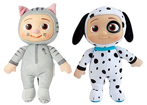 CoComelon JJ Kitty & Puppy Plüschtier-Spielzeug, 2 Stück, 20,3 cm Plüsch, für Kinder ab 18 Monaten