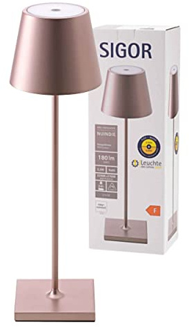 SIGOR Nuindie 1.0 LED Akku-Tischlampe, rosegold | Dimmbar • Indoor & Outdoor • IP54 • 38 cm • Easy Connect • 12 h Leuchtdauer
