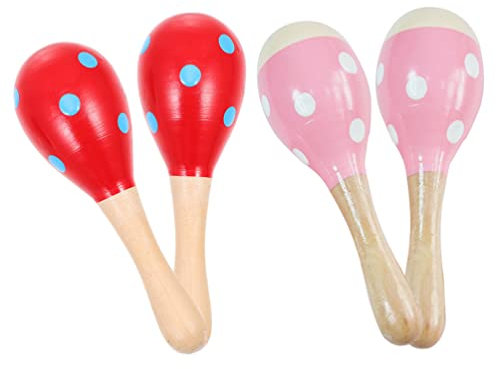 EXCEART 4 Stücke Maracas Holz Maracas Baby Musik Rasseln Holzrassel Baby Montessori Baby Rasseln Spielzeug Handgelenk Musikspielzeug Pädagogisches Spielzeug für Babys und Kleinkinder