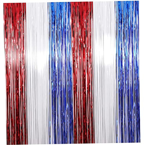 2pcs Rot Weiß Blau Lamettfolie Folien -randvorhänge Girlande Independence Day Party Photo Booth Requisiten Hintergrund Tür Wanddekoration Amerika Themen Geburtstagsfeier Vorräte, 4. Juli