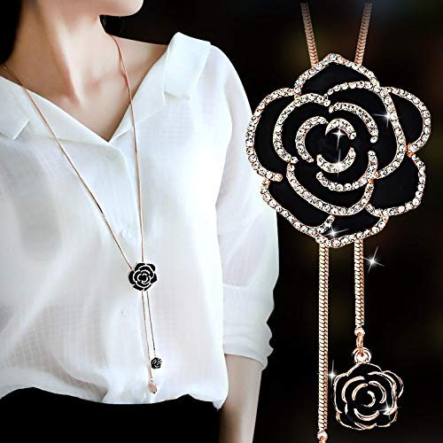 PAIHUIART Frauen Halskette Pullover Ketten Anhänger Quaste Rose Blume Modeschmuck Geschenke S5
