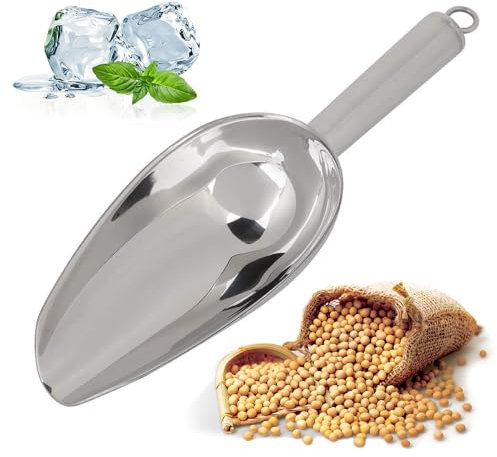 Ice Scoop, Multifunctional Stainless Steel Food Scoop Metal Coffee Beans Dried Fruit Shovel Utility Scoop for Bar and Kitchen(8oz)
