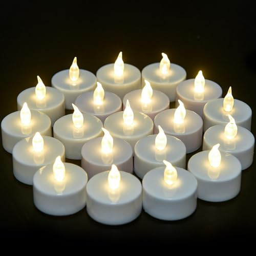 VETOUR Tea Lights Candles Battery Operated - Flameless Candles 100 Pack Led Tea Lights with Battry Powered Flickering Fake Tealights Bulk for Wedding Party Birthday Home Decoration (White)