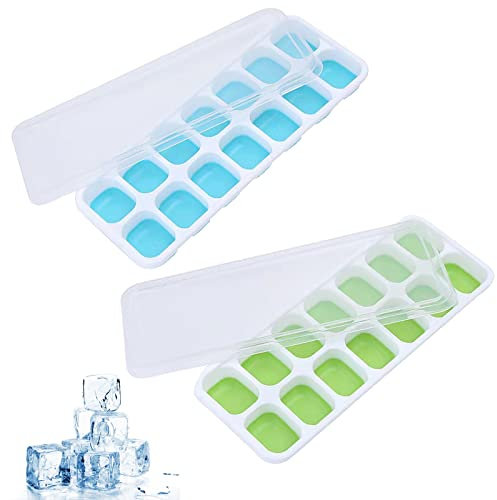 Vassoio per Cubetti di Ghiaccio,Cubetti di Ghiaccio con Coperchio,Stampo Ghiaccio,Stampo Ghiaccio Silicone,Stampi per Ghiaccio,Vaschetta del Ghiaccio con Coperchio,Ghiaccio Stampo Silicone,2 Pezzi