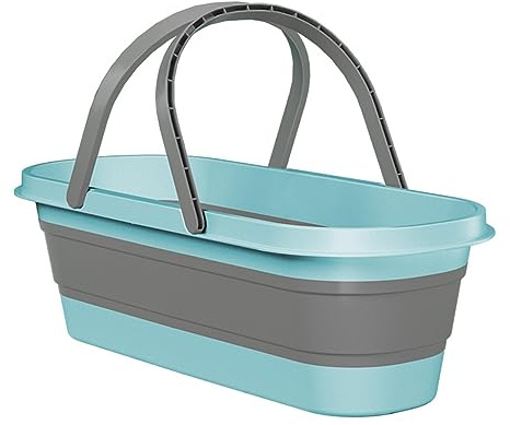 Hailerio Faltbare Wanne Mit Griff Faltbarer Rechteckiger Eimer Putzeimer Faltbar Ragbarer Picknickkorb Für Den Außenbereich Zusammenklappbare Spülschüssel Platzsparender Aufbewahrungsbehälter (Blau)