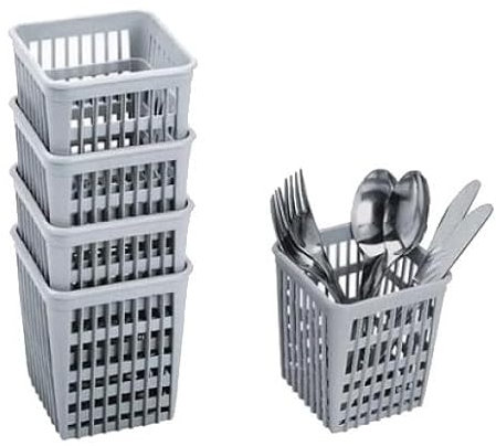 Pack of 4 Dishwasher Cutlery Baskets, Dishwasher Cutlery Holder Square, Small, Grey - Size: L113 x W113 x H130mm
