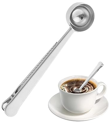 Voihamy Cuchara medidora de Acero Inoxidable - Clip de Cuchara Multiusos para sellar Bolsas | Home Coffee Artesanía de Cocina para té, azúcar, harina, Granos de café, proteína en Polvo