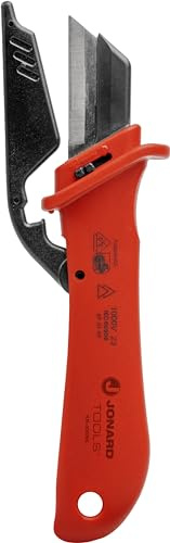Jonard Tools KN-300INS Insulated Cable Dismantling Knife with Blade Guard, 1000V – SS Blade for Slicing Cable Jackets