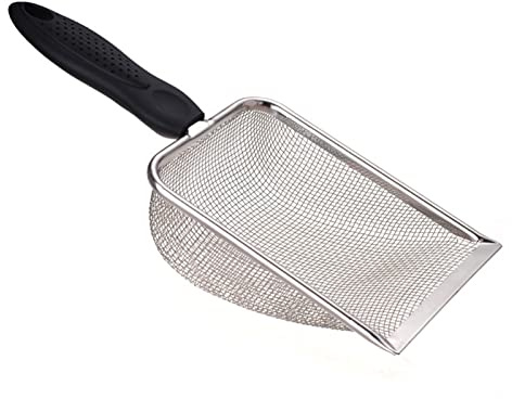 Pala para Arenero de Gatos, Metal Recogedor de Residuos en Arena para Mascotas, Tamizar Pala de Arena en Acero Inoxidable, Cat Litter Scoop para Gato Canino