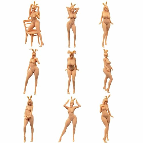 ZEDACAKAI (9 Stück 1/64 Figur Sexy Girl Attitude Model Kostüme, Miniatur-Szene GK muss selbst gefärbt werden