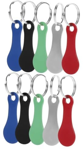 10 Pcs Assorted Color Stainless Steel Shopping Trolley Token Keyring | Portable Keychain for Supermarket Cart | and Lightweight Key Decoration