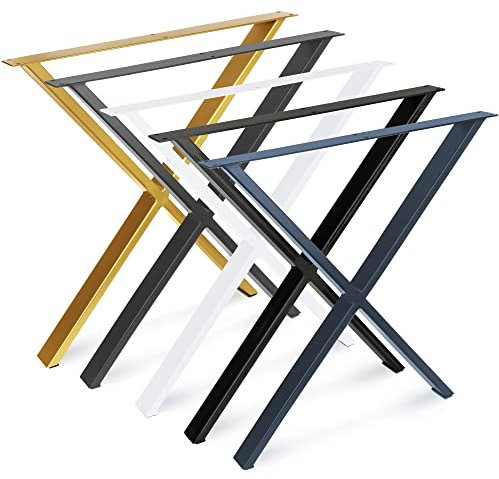 Magnetic Mobel Tischkufen X-Form aus Vierkantprofilen 60x20 mm, x-förmiges Tischgestell 55x72 cm (Grau)