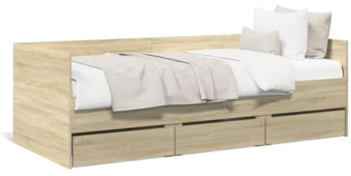 ZEYUAN Tagesbett mit Schubladen Sonoma-Eiche 90x200 cm Holzwerkstoff, Bett, Bettgestell, Jugendbett, Schlafzimmer Bett, Bed Frame -3280820