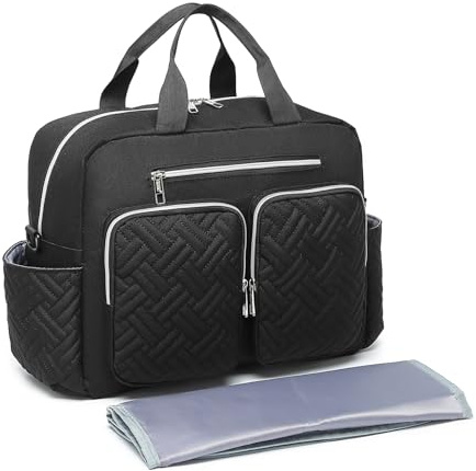 Kono Baby Changing Bag, Multifunction Nappy Bags with Portable Changing Mat, Hospital Maternity Tote, Diaper Messenger with Stroller Straps and Insulated Pockets, for Mum and Dad