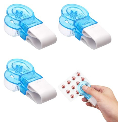 3PCS Pilulier Portable,Distributeur de Comprimés Portables,Distributeur de Pilules Portable,Pilulier Compact avec Boîte de Rangement,Outil Collecte Pilules Sans Contact,Retirer Facilement les Pilules
