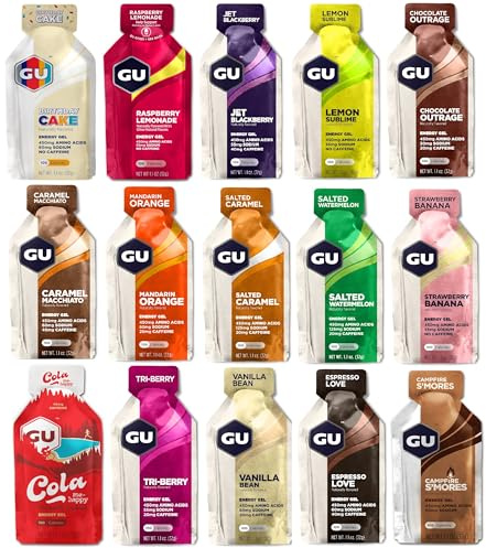 GU Energy Gel Testpaket mit 15 Gels, verschiedene Sorten (15 x 32g)
