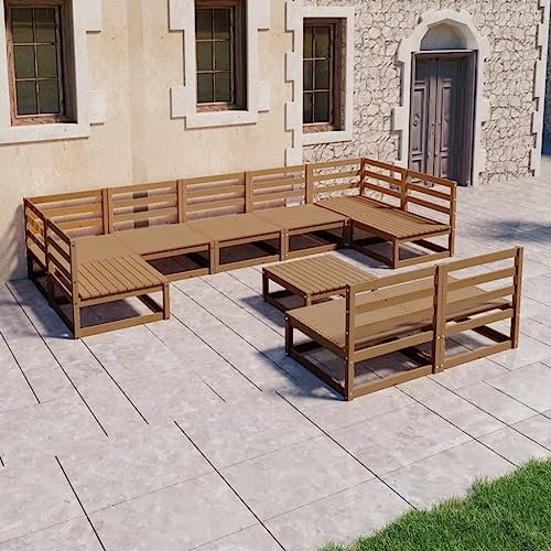KATERYY 10-TLG. Garten-Lounge-Set Massivholz Kiefer,Komplette Gartengarnitur aus massivem Kiefernholz für Entspannung und Geselligkeit im Außenbereich