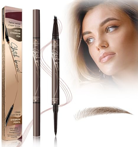 2024 Neu Magischer Augenbrauenstift, 2 IN 1 Präziser eyebrow pencil und Vier Krallen Flüssig Augenbrauenstift, Natürlicher Wasserfest und Langlebiger mit Starker Haftkraft (Hellbraun)
