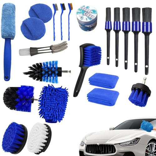 Huvqianu Autowaschbürste Set, Automotive Innenbürste | Auto Reinigungsbürste für Auto Detailing mit hochdichten Borsten nass und trocken