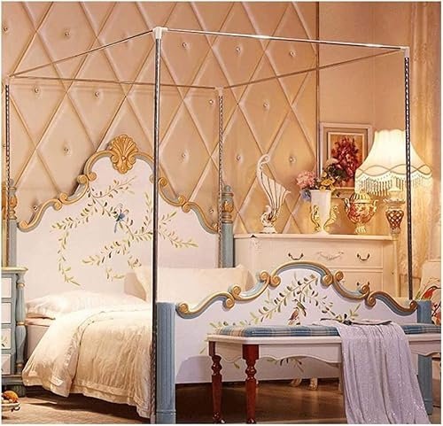 Betthimmel-Gestell aus Edelstahl mit Moskitonetz-Halterung, vier Ecken, Betthimmel, Stangen für Metall- oder Holzbett, Schlafzimmer, Dekoration, Bettvorhang, Baldachin, Netzpfosten