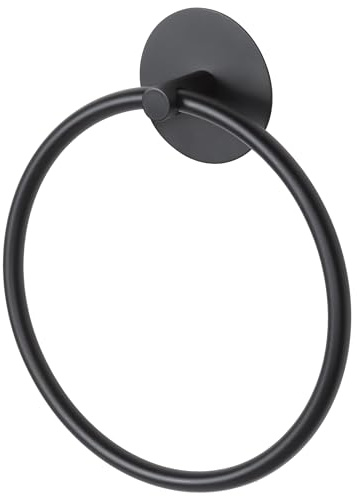 Meplait Anneau porte-serviettes mural adhésif en acier inoxydable pour salle de bain (noir)